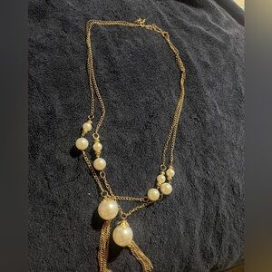 Necklace Vintage Costume Jewelry Gold Colored with imitation Pearl Lk balls